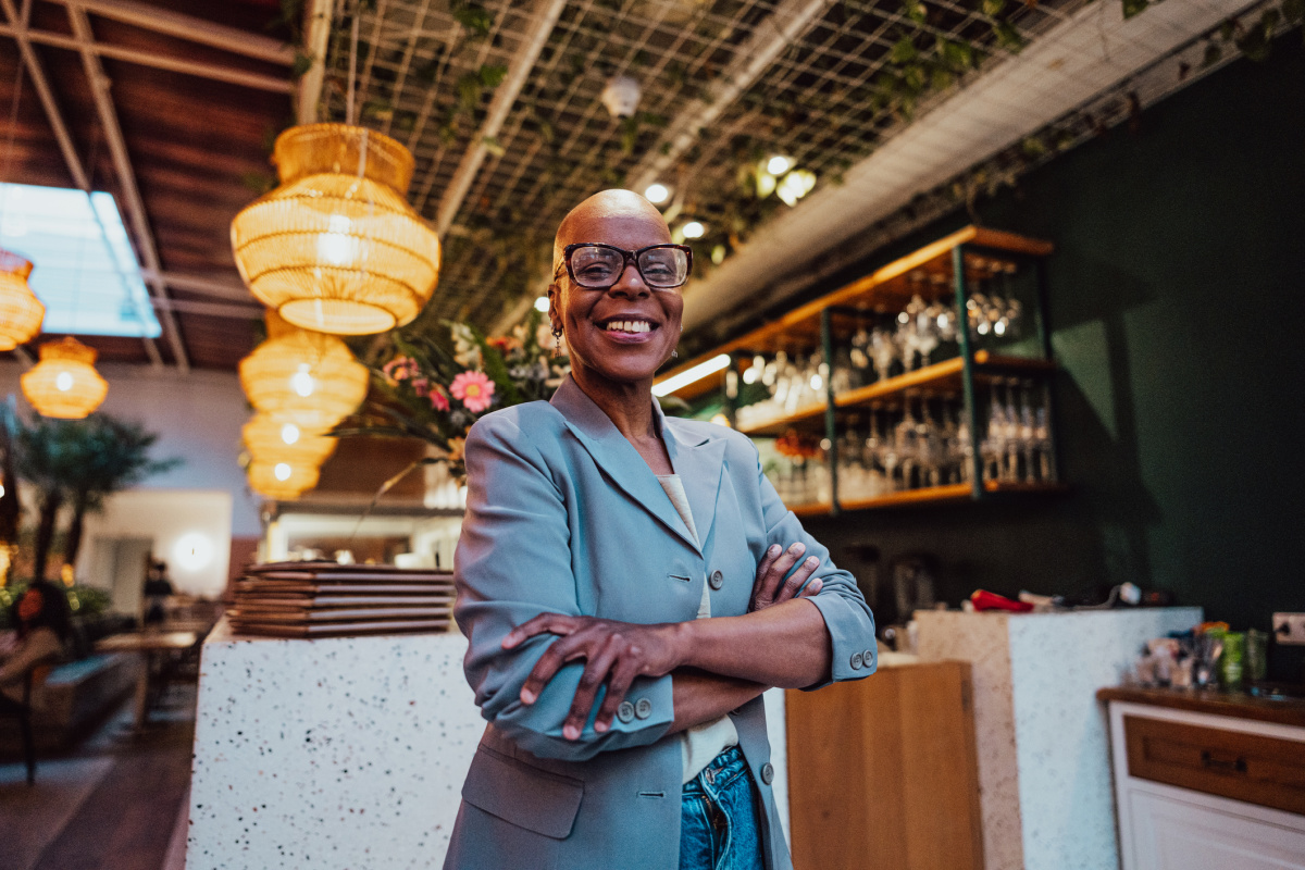 Business owner smiling