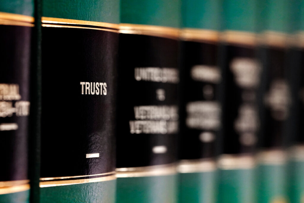 Trusts and other legal books on shelf